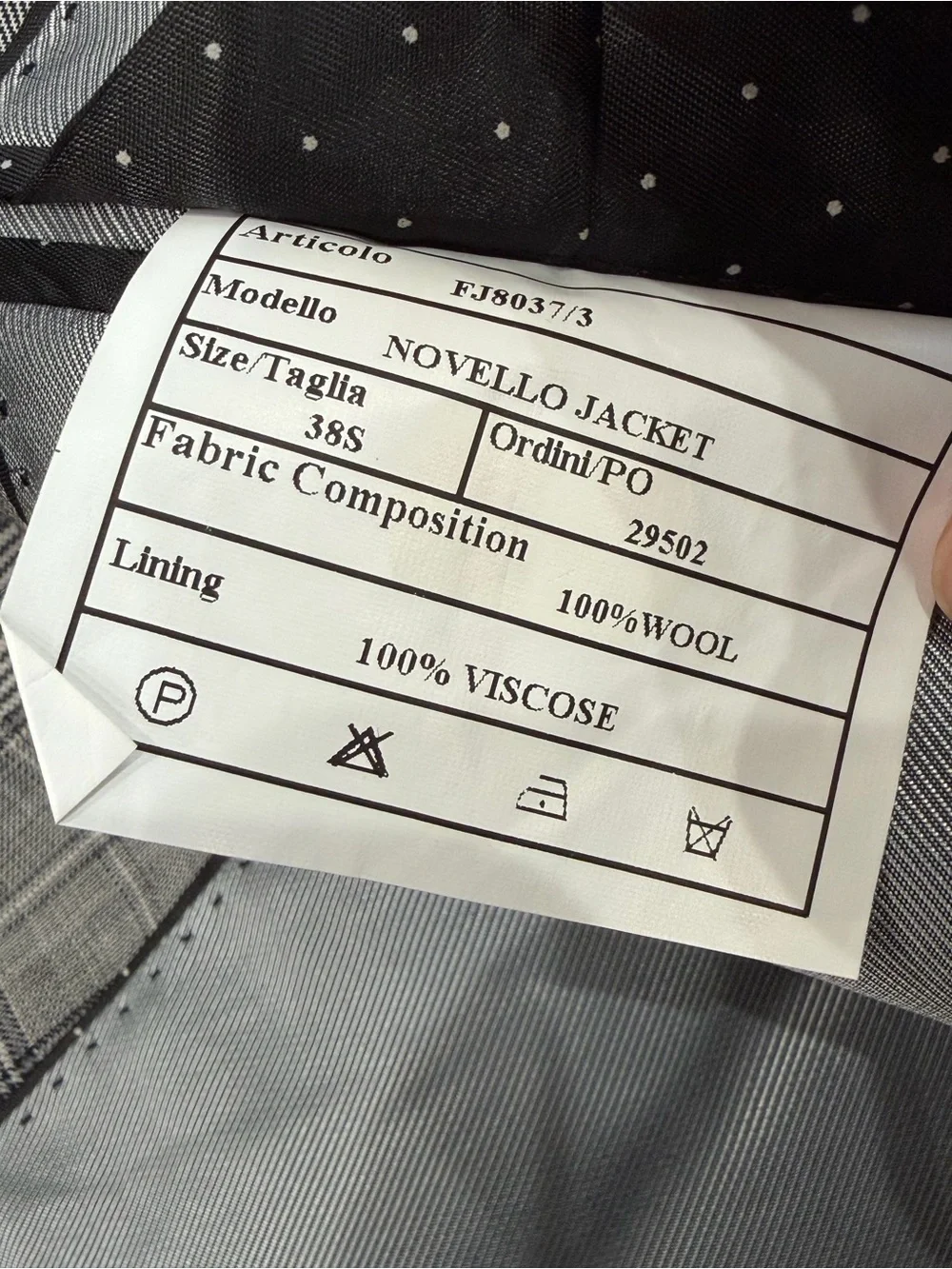 Tiglio Luxe Gray Glen Plaid Blazer Sport Coat Super 150s Wool Biella Italy 38S